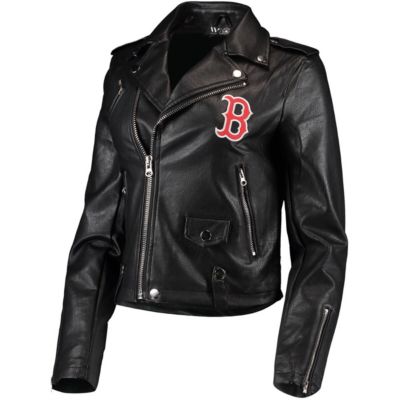 Boston Red Sox MLB Faux Leather Moto Full-Zip Jacket