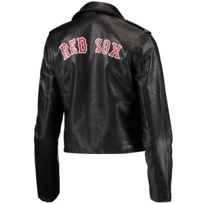 Boston Red Sox MLB Faux Leather Moto Full-Zip Jacket