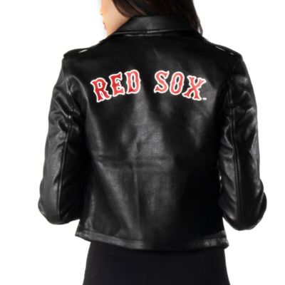 Boston Red Sox MLB Faux Leather Moto Full-Zip Jacket