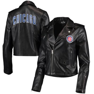 MLB Chicago Cubs Faux Leather Moto Full-Zip Jacket