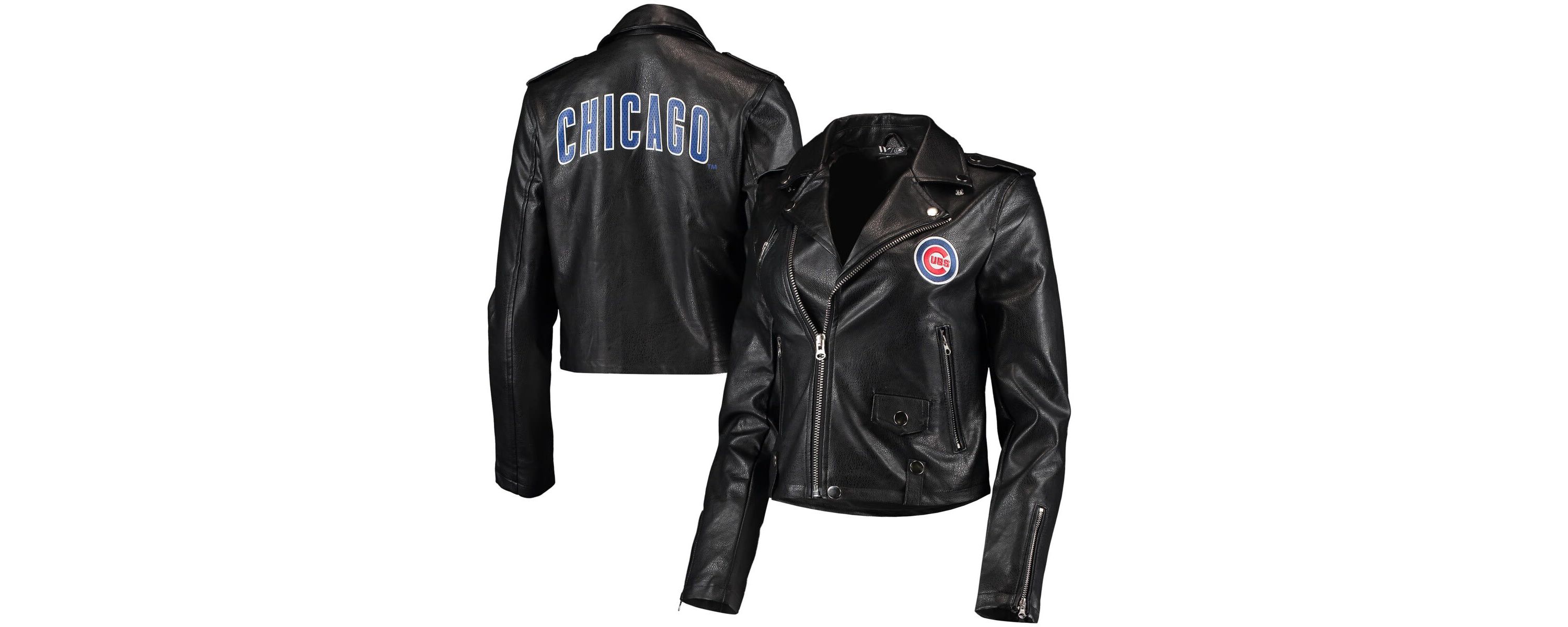 MLB Chicago Cubs Faux Leather Moto Full-Zip Jacket