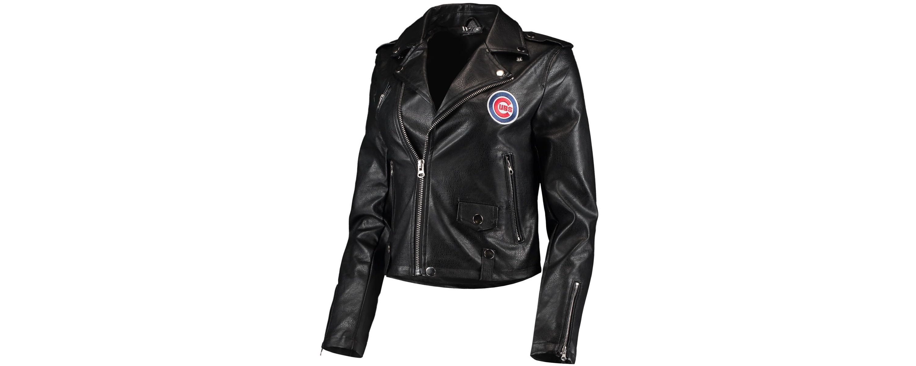 MLB Chicago Cubs Faux Leather Moto Full-Zip Jacket