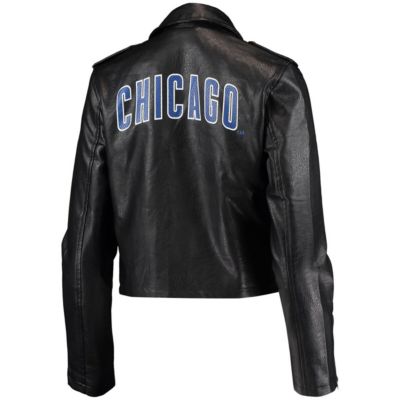 MLB Chicago Cubs Faux Leather Moto Full-Zip Jacket