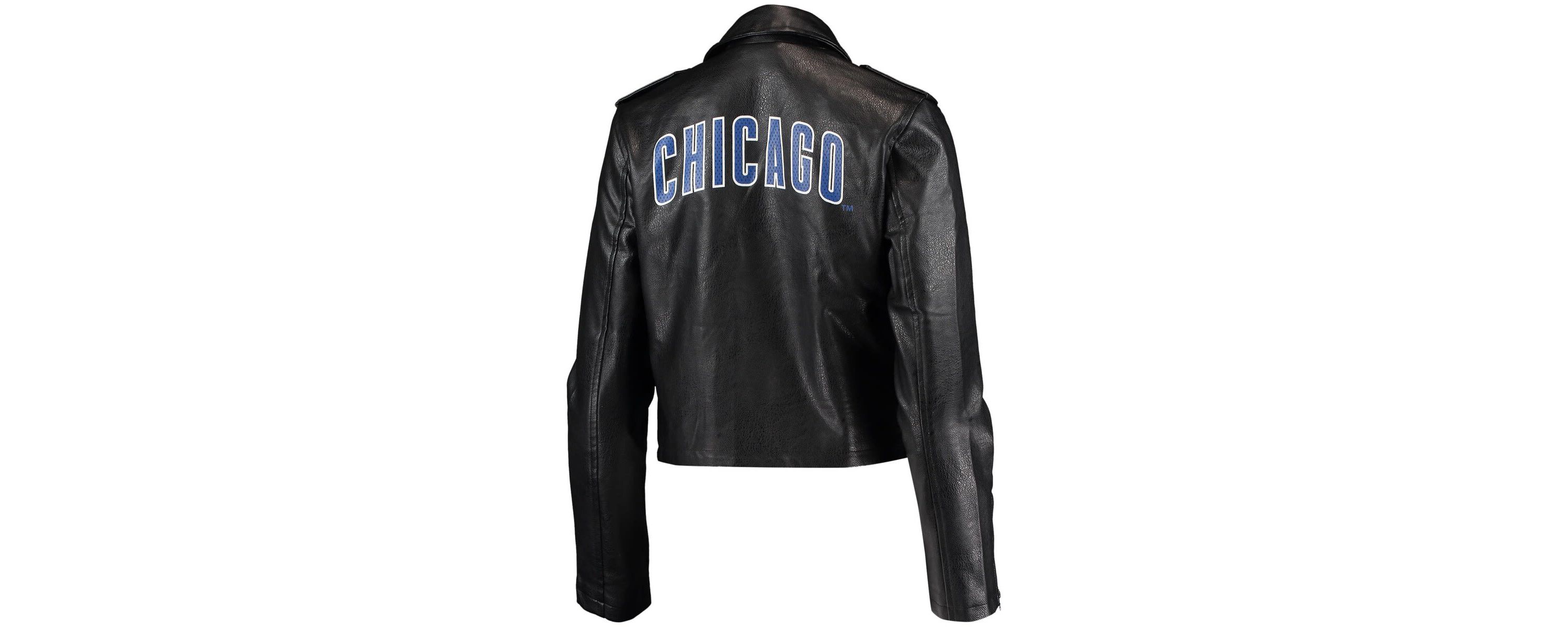 MLB Chicago Cubs Faux Leather Moto Full-Zip Jacket