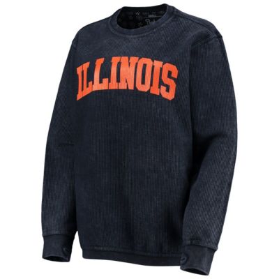 NCAA Illinois Fighting Illini Comfy Cord Vintage Wash Basic Arch Pullover Sweatshirt