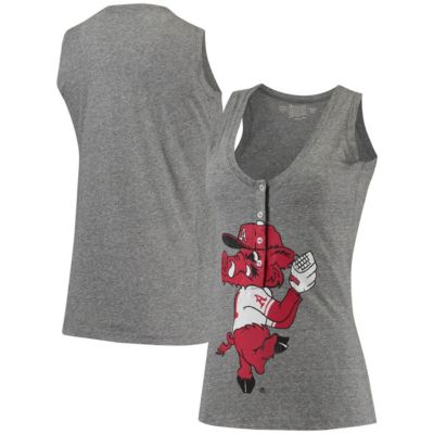 NCAA ed Arkansas Razorbacks Relaxed Henley Tri-Blend V-Neck Tank Top