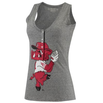 NCAA ed Arkansas Razorbacks Relaxed Henley Tri-Blend V-Neck Tank Top