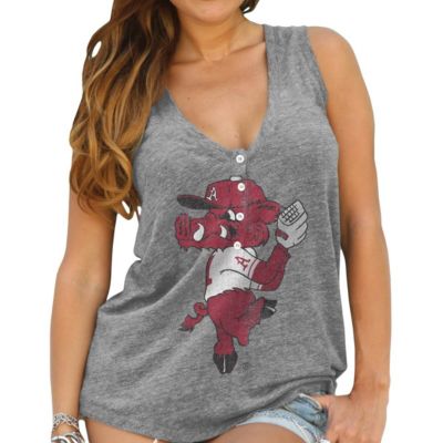 NCAA ed Arkansas Razorbacks Relaxed Henley Tri-Blend V-Neck Tank Top