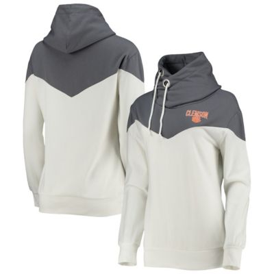 NCAA Clemson Tigers Old School Arrow Blocked Cowl Neck Tri-Blend Pullover Hoodie