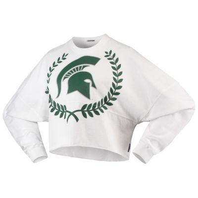 NCAA Michigan State Spartans Laurels Crop Long Sleeve T-Shirt