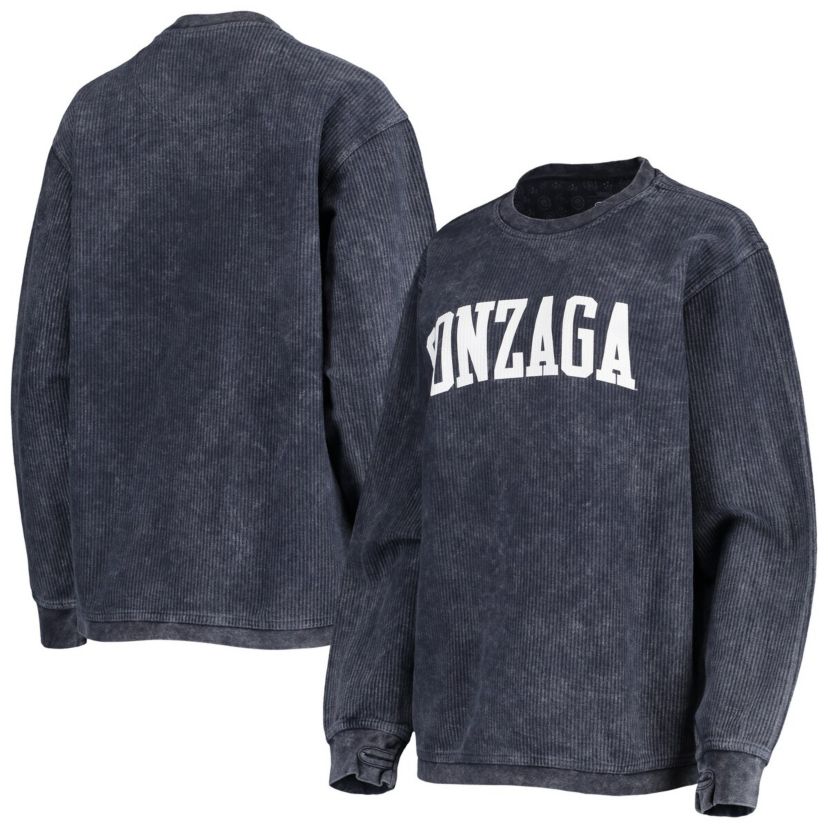 Gonzaga University Bulldogs NCAA Gonzaga Bulldogs Comfy Cord Vintage Wash Basic Arch Pullover Sweatshirt