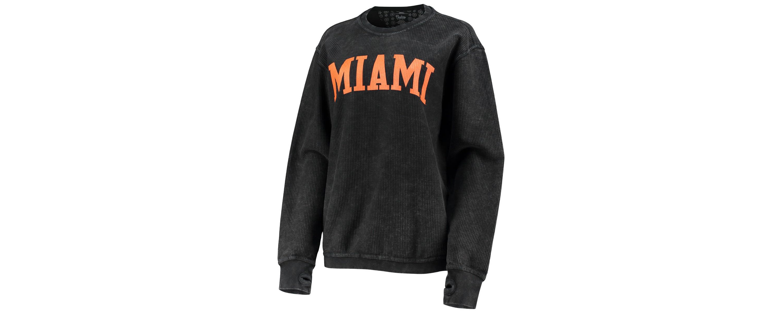 Miami (FL) Hurricanes NCAA Miami Hurricanes Comfy Cord Vintage Wash Basic Arch Pullover Sweatshirt