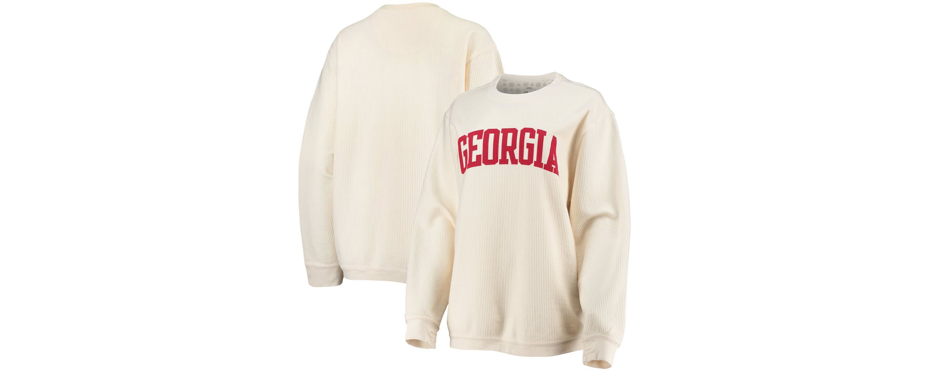 NCAA Georgia Bulldogs Comfy Cord Vintage Wash Basic Arch Pullover Sweatshirt