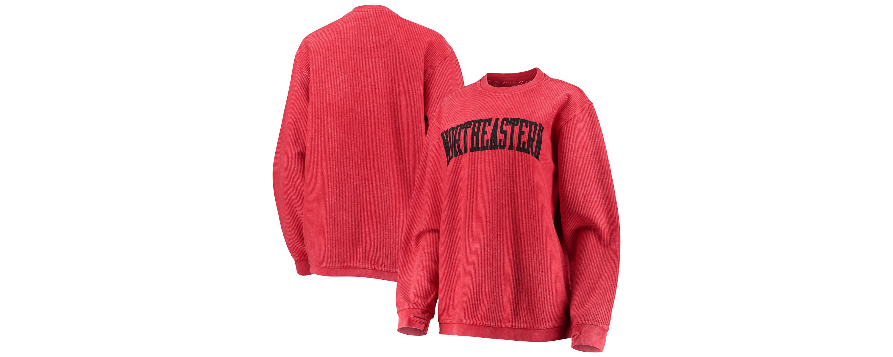NCAA Northeastern Huskies Comfy Cord Vintage Wash Basic Arch Pullover Sweatshirt