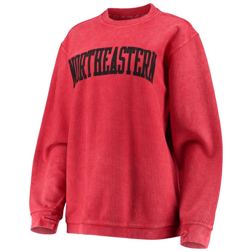 NCAA Northeastern Huskies Comfy Cord Vintage Wash Basic Arch Pullover Sweatshirt