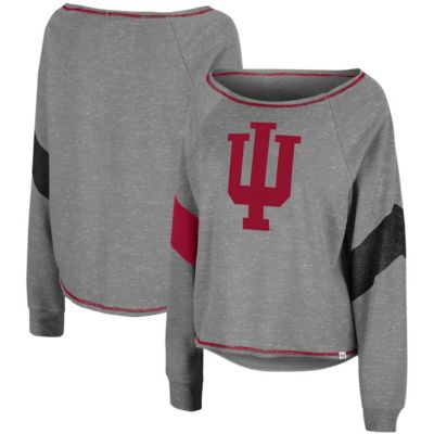 NCAA ed Indiana Hoosiers Amped Chevron Stripe Raglan Boat Neck Pullover Sweatshirt