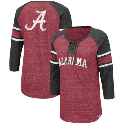 Alabama Crimson Tide NCAA Alabama Tide Scienta Pasadena Raglan 3/4 Sleeve Space Dye Lace-Up T-Shirt