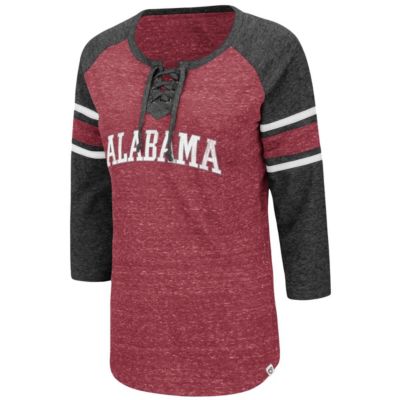 Alabama Crimson Tide NCAA Alabama Tide Scienta Pasadena Raglan 3/4 Sleeve Space Dye Lace-Up T-Shirt