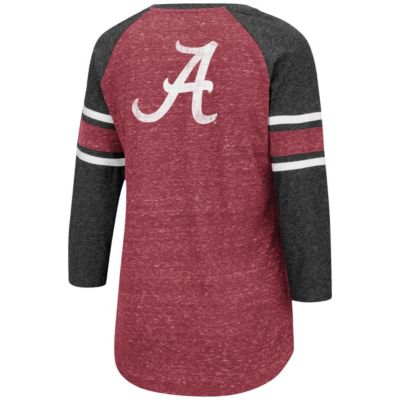 Alabama Crimson Tide NCAA Alabama Tide Scienta Pasadena Raglan 3/4 Sleeve Space Dye Lace-Up T-Shirt