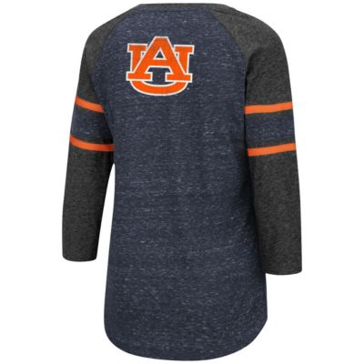 NCAA ed Auburn Tigers Scienta Pasadena Raglan 3/4 Sleeve Space Dye Lace-Up T-Shirt