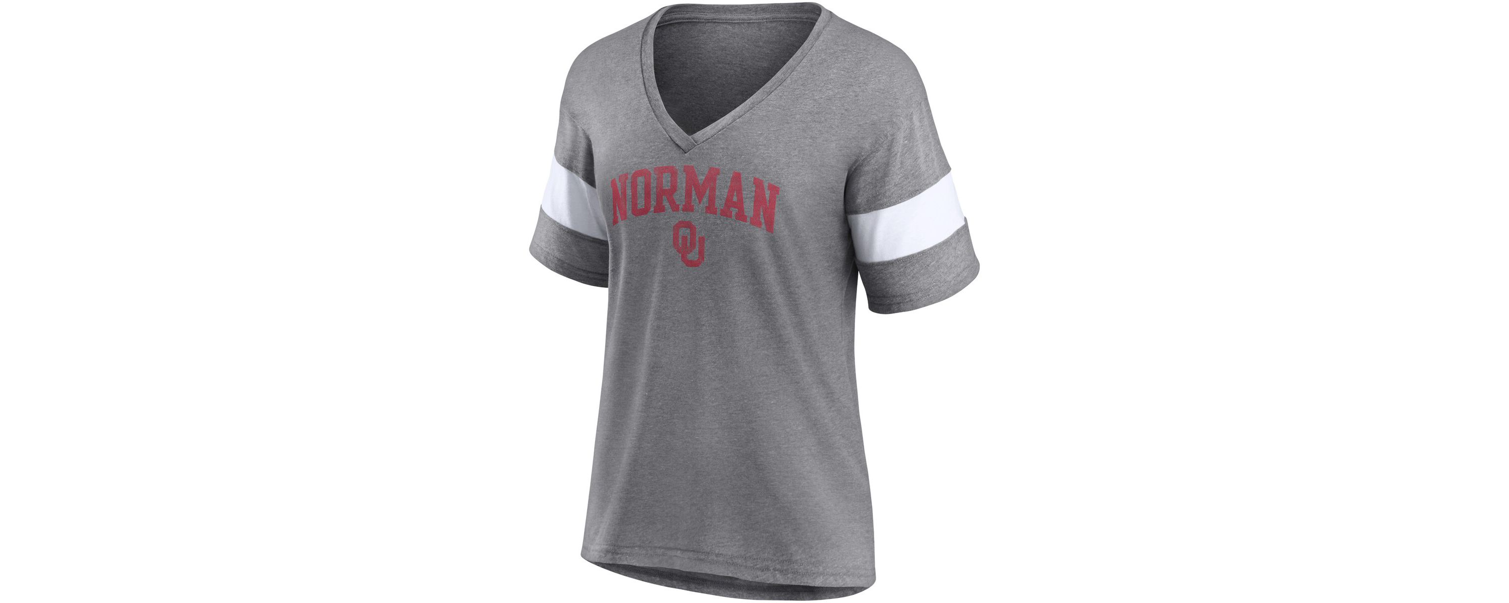 NCAA Fanatics ed Oklahoma Sooners Arched City Sleeve-Striped Tri-Blend V-Neck T-Shirt
