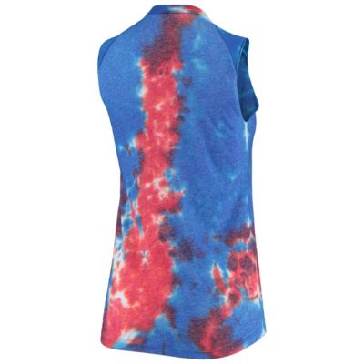 MLB Red/Blue New York Mets Tie-Dye Tri-Blend Muscle Tank Top