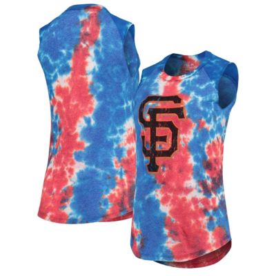 MLB Red/Blue San Francisco Giants Tie-Dye Tri-Blend Muscle Tank Top