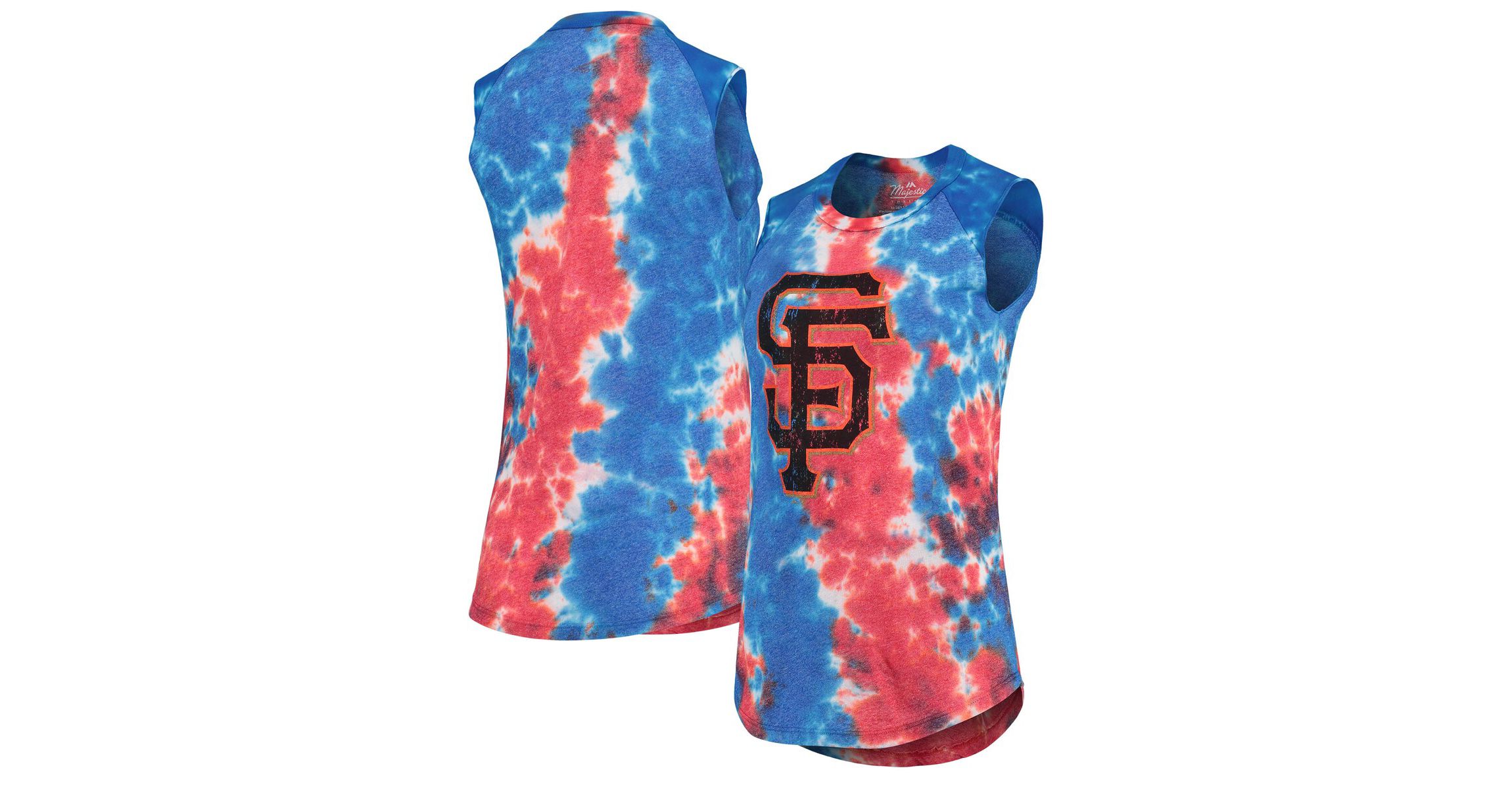 MLB Red/Blue San Francisco Giants Tie-Dye Tri-Blend Muscle Tank Top