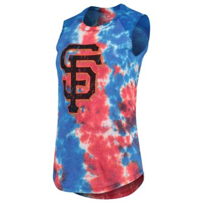 MLB Red/Blue San Francisco Giants Tie-Dye Tri-Blend Muscle Tank Top