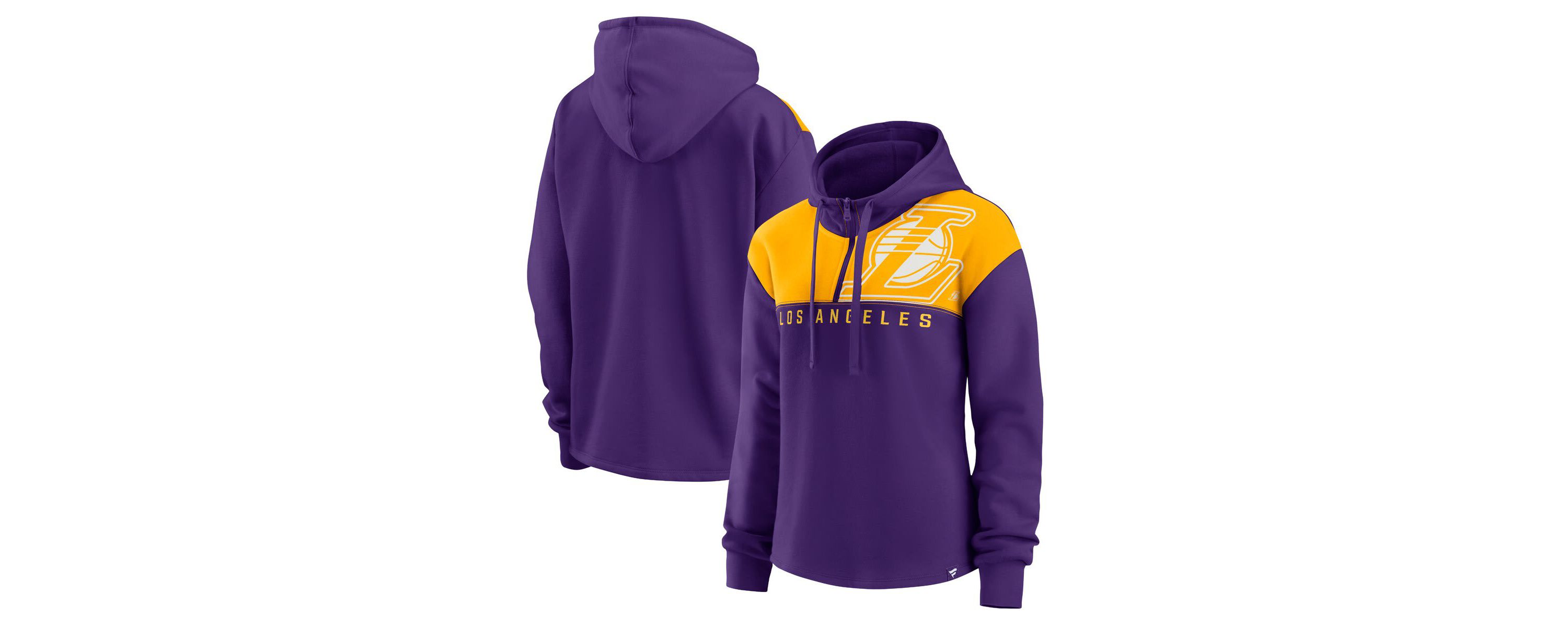 NBA Fanatics Los Angeles Lakers Overslide Quarter-Zip Fleece Hoodie
