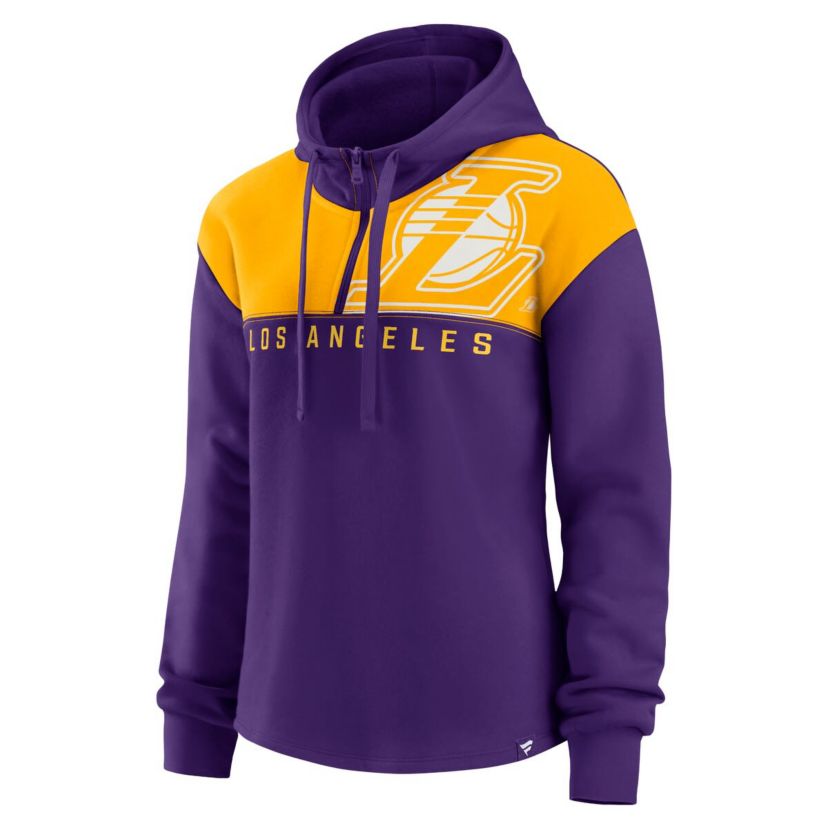 NBA Fanatics Los Angeles Lakers Overslide Quarter-Zip Fleece Hoodie