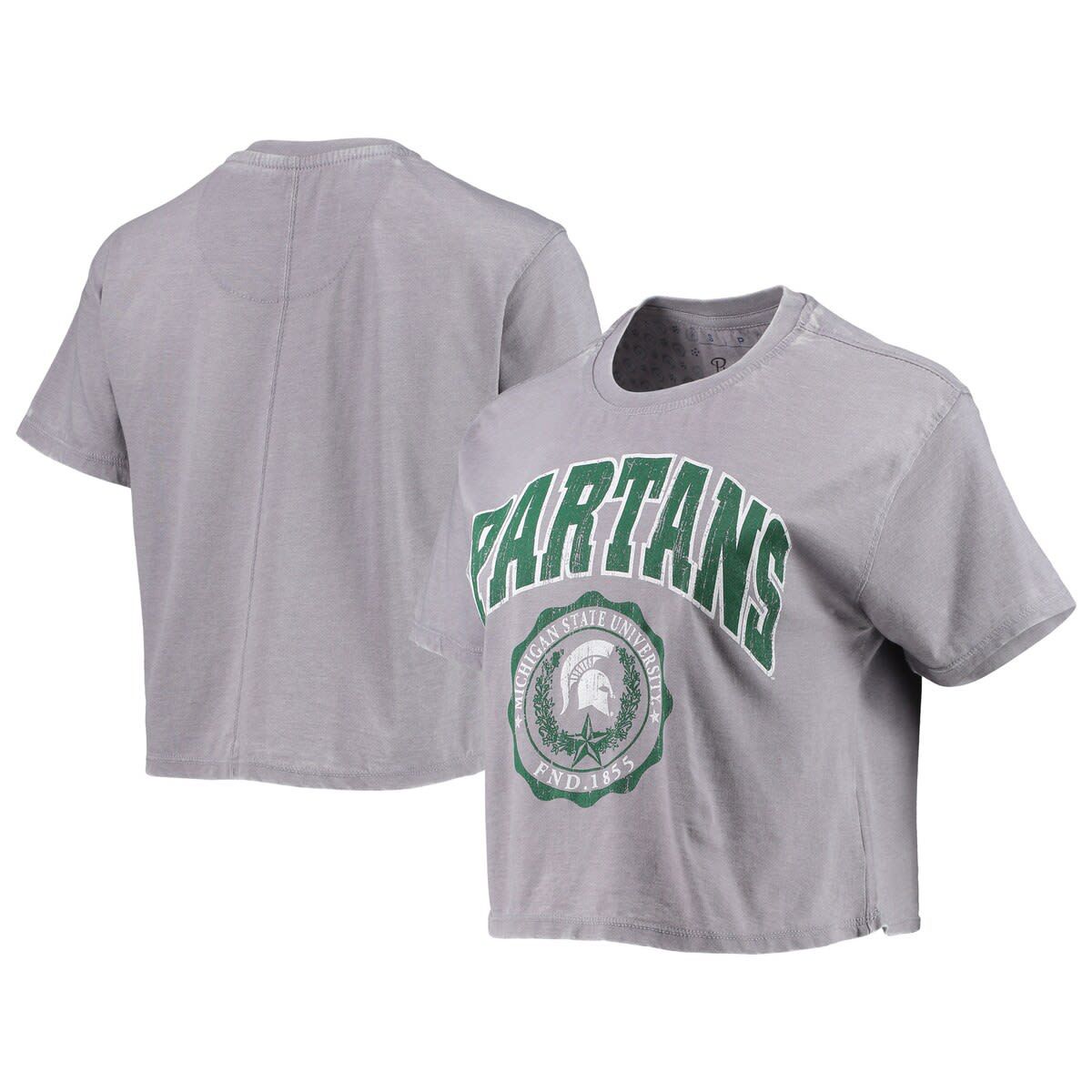 NCAA Michigan State Spartans Edith Vintage Burnout Crop T-Shirt