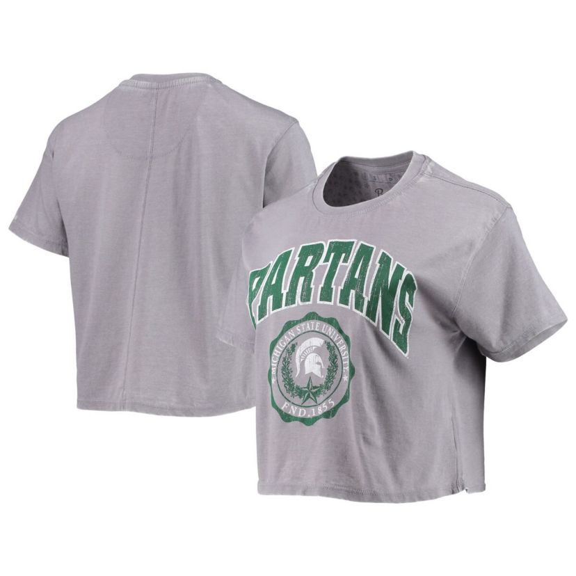 NCAA Michigan State Spartans Edith Vintage Burnout Crop T-Shirt