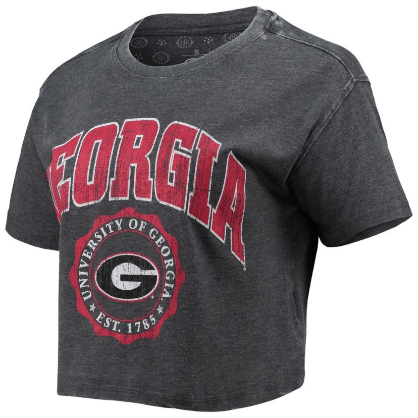 NCAA Georgia Bulldogs Edith Vintage Burnout Crop T-Shirt