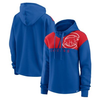 MLB Fanatics Chicago Cubs Iconic Overslide Color-Block Quarter-Zip Hoodie