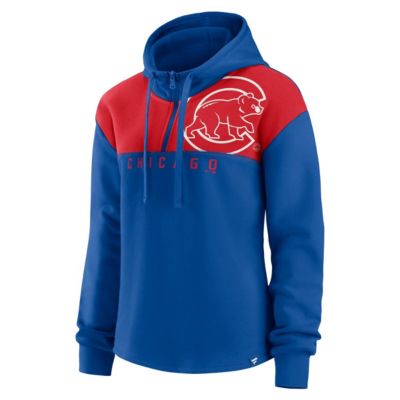 MLB Fanatics Chicago Cubs Iconic Overslide Color-Block Quarter-Zip Hoodie