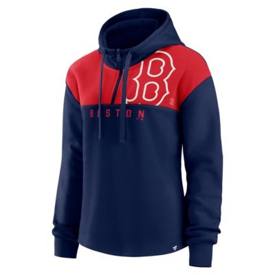 Boston Red Sox MLB Fanatics Boston Sox Iconic Overslide Color-Block Quarter-Zip Hoodie