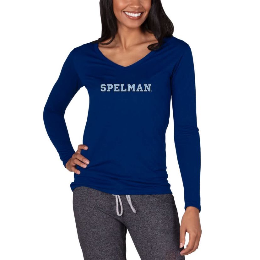 Spelman College Jaguars NCAA Spelman NCAA Jaguars Marathon Knit Long Sleeve V-Neck Top