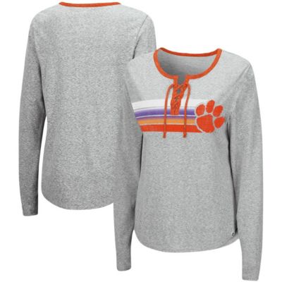NCAA ed Clemson Tigers Sundial Tri-Blend Long Sleeve Lace-Up T-Shirt