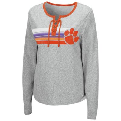 NCAA ed Clemson Tigers Sundial Tri-Blend Long Sleeve Lace-Up T-Shirt