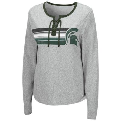 NCAA ed Michigan State Spartans Sundial Tri-Blend Long Sleeve Lace-Up T-Shirt