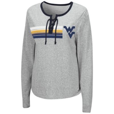 NCAA ed West Virginia Mountaineers Sundial Tri-Blend Long Sleeve Lace-Up T-Shirt