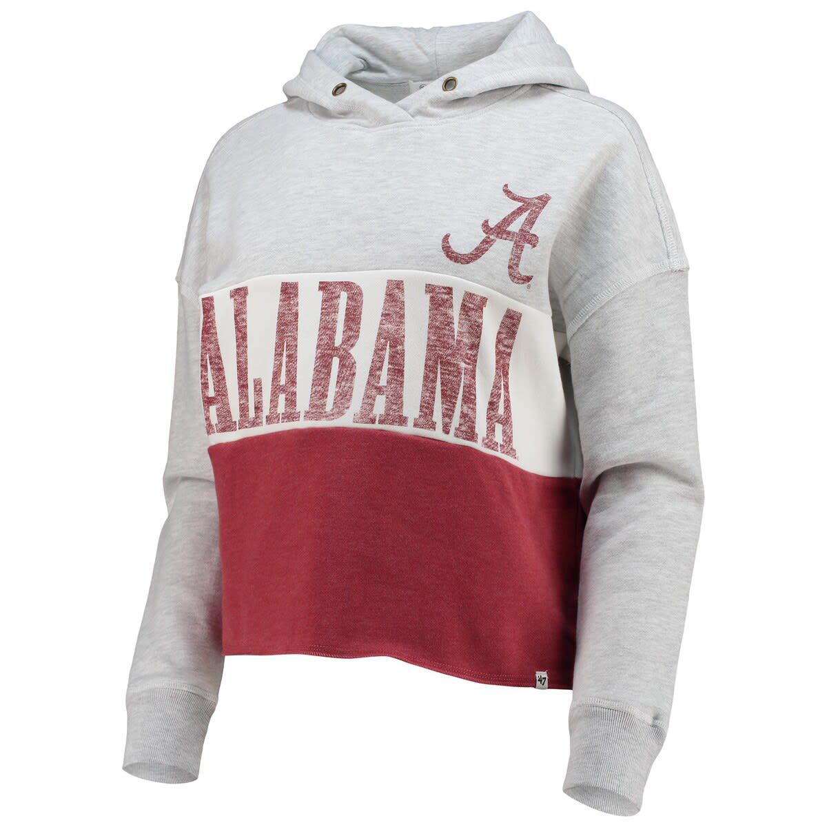 Alabama Crimson Tide NCAA ed Gray/ed Alabama Tide Lizzy Colorblocked Cropped Pullover Hoodie