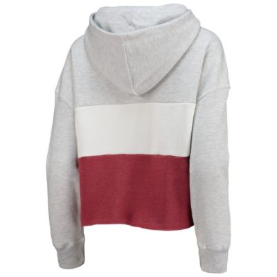 Alabama Crimson Tide NCAA ed Gray/ed Lizzy Colorblocked Cropped Pullover Hoodie