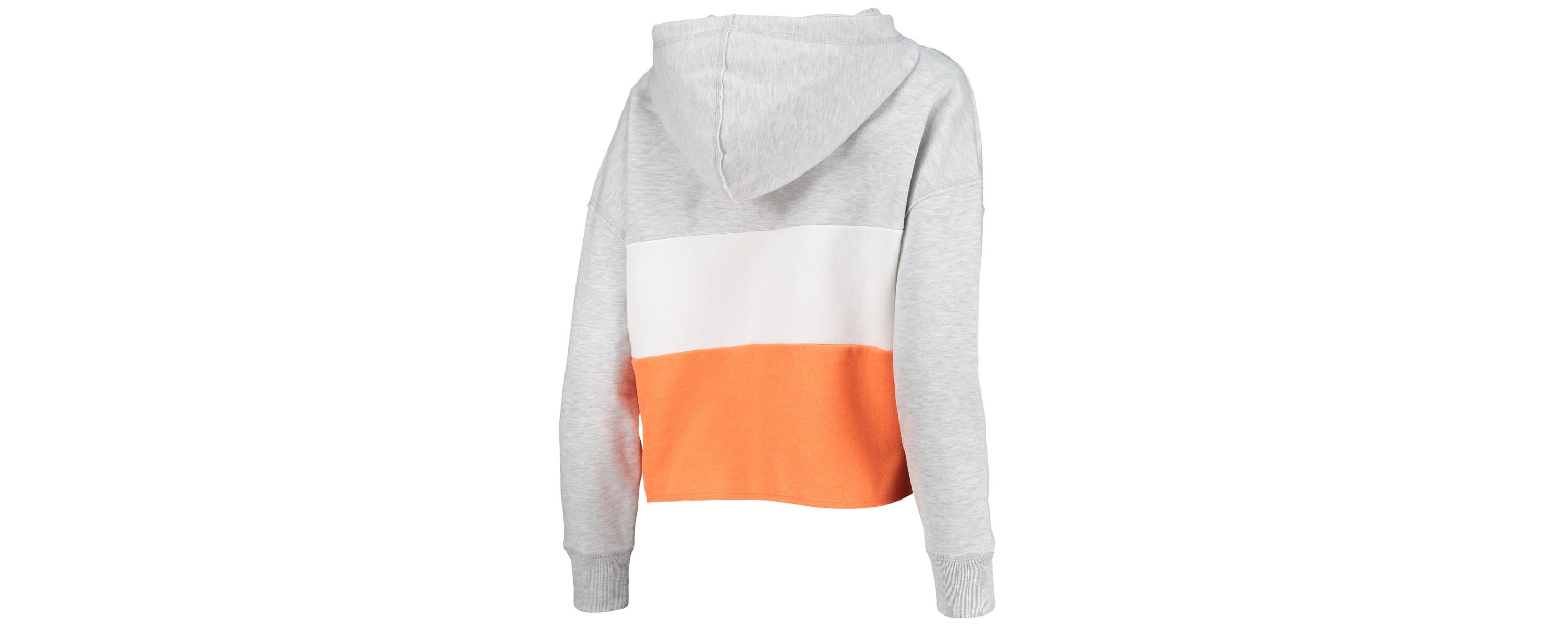 NCAA ed Gray/ed Clemson Tigers Lizzy Colorblocked Cropped Pullover Hoodie
