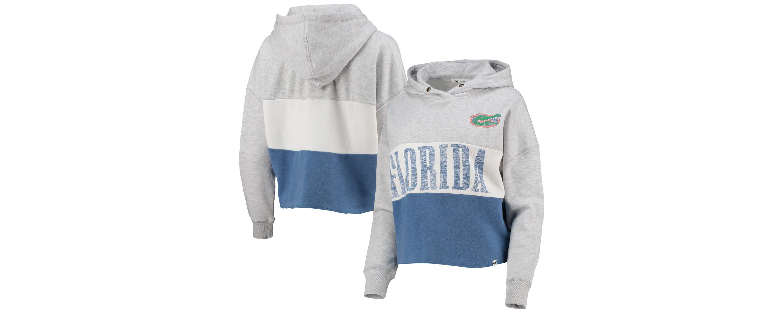 NCAA ed Gray/ed Florida Gators Lizzy Colorblocked Cropped Pullover Hoodie