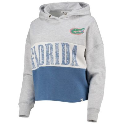 NCAA ed Gray/ed Florida Gators Lizzy Colorblocked Cropped Pullover Hoodie