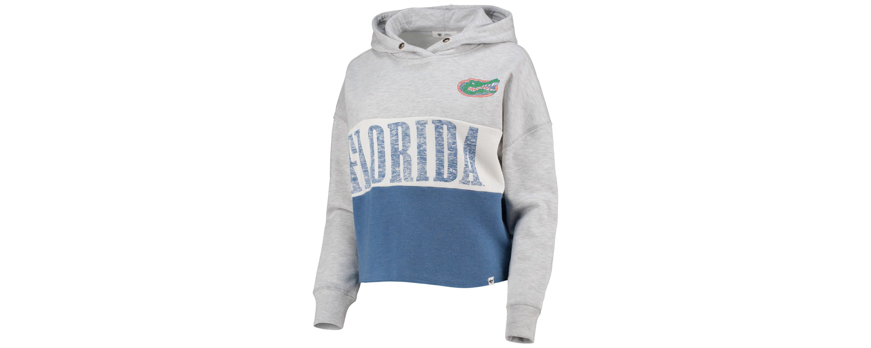 NCAA ed Gray/ed Florida Gators Lizzy Colorblocked Cropped Pullover Hoodie
