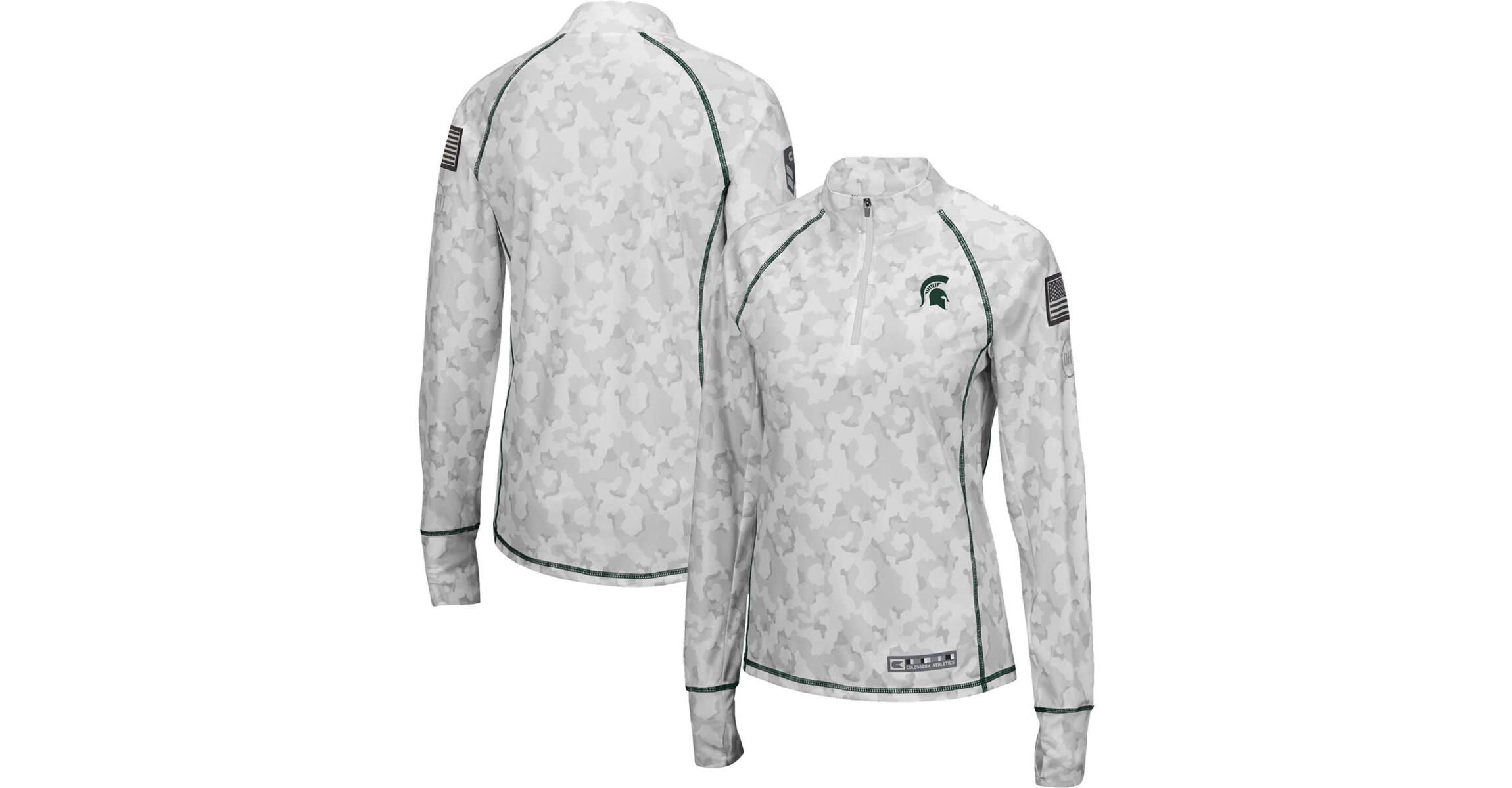 NCAA Michigan State Spartans OHT Military Appreciation Officer Arctic Fitted Lightweight 1/4-Zip Jacket