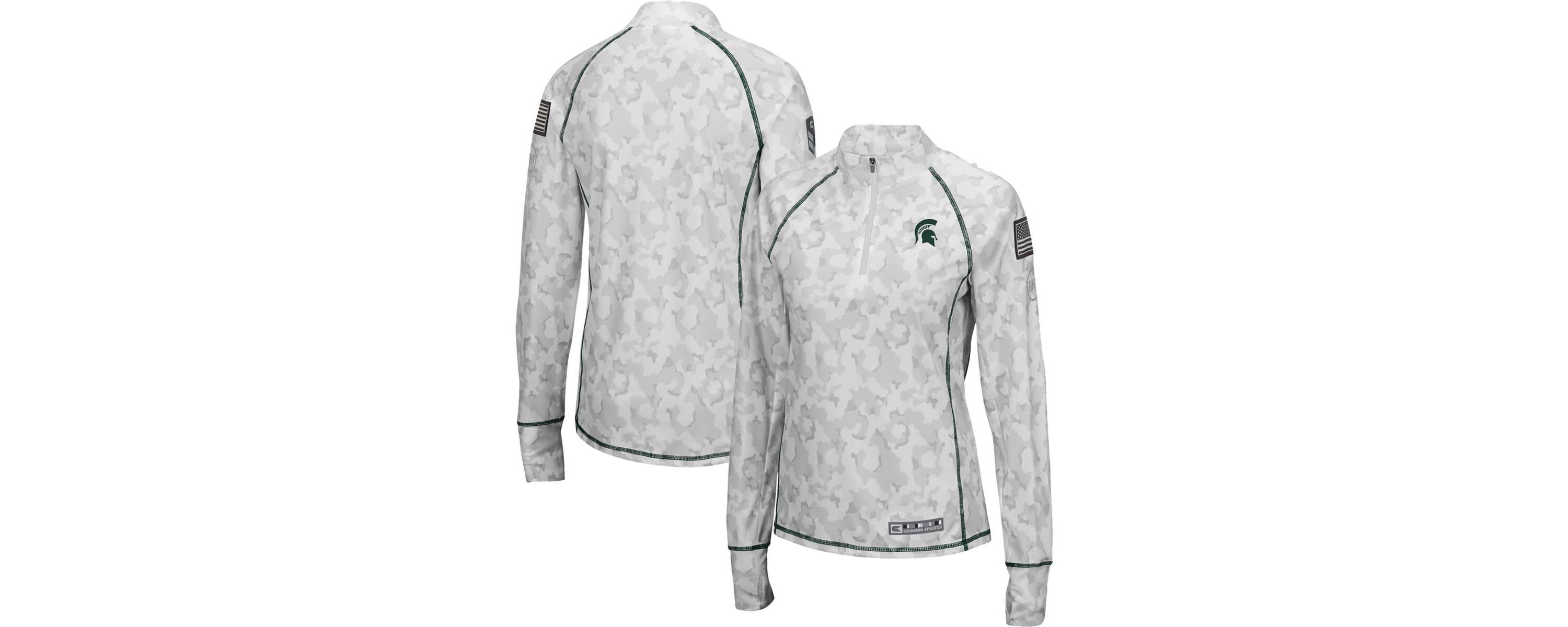 NCAA Michigan State Spartans OHT Military Appreciation Officer Arctic Fitted Lightweight 1/4-Zip Jacket